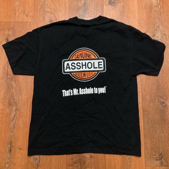 Genuine AS*HOLE Shirt By AAA Activewear Made in USA Mens Large Short Sleeve Blac - Picture 1 of 7